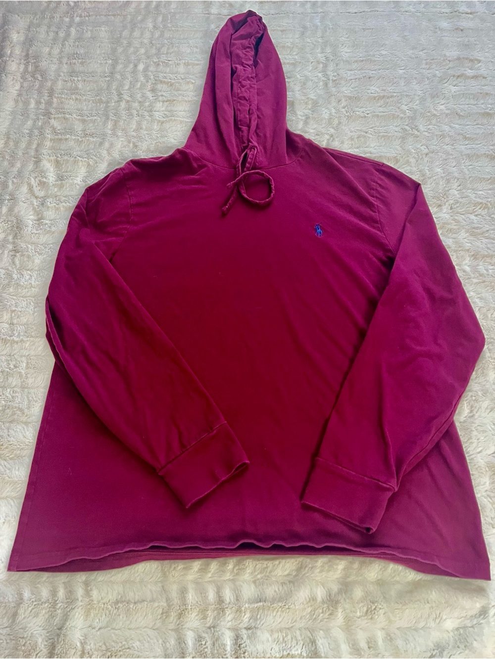 Polo by Ralph Lauren Hooded Long Sleeve Tee - Burgundy (Size L)